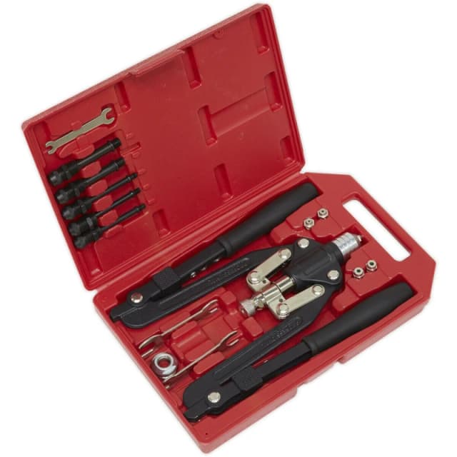 Loops Rivet & Threaded Nut Rivet Kit - Premium Adjustable Nozzle Hand Rivet Gun to M10 Multi