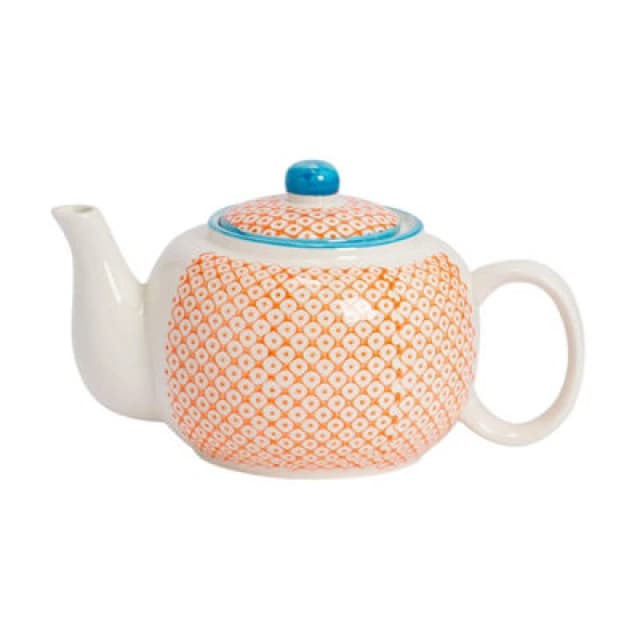 Nicola Spring Hand-Printed Teapot - 820Ml - Orange