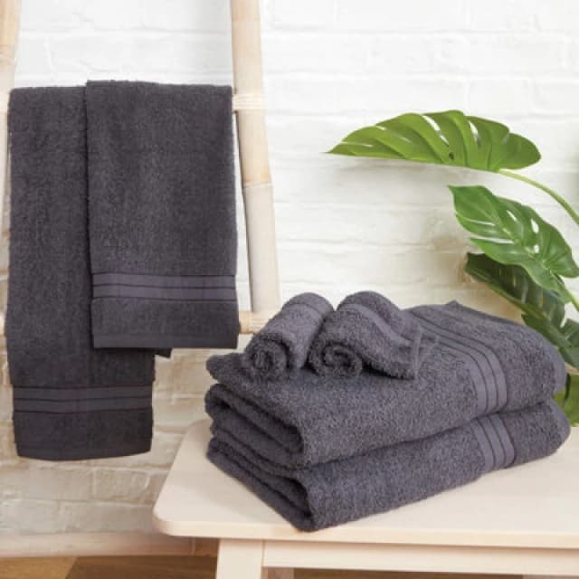 OHS OHS 10 Pack of 100% Cotton Bath Sheet Bathroom Towel in Charcoal Charcoal Bath Sheet Unisex 5027434142408