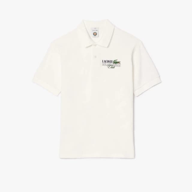 Lacoste Relaxed-Fit Roland-Garros Edition Terry Polo Shirt Cream male 2XS