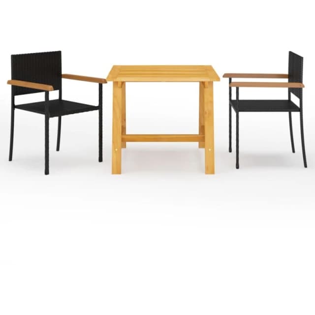 VIDAXL 3 Piece Garden Dining Set Black Vidaxl 8720286335796