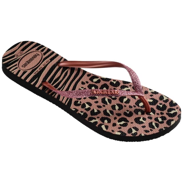 Havaianas Womens Slim Animals Mix Black/Gold Flip Flops Black/Gold female 3/4