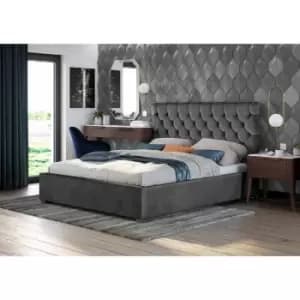 Rosiana Upholstered Beds - Plush Velvet, King Size Frame, Grey - Grey