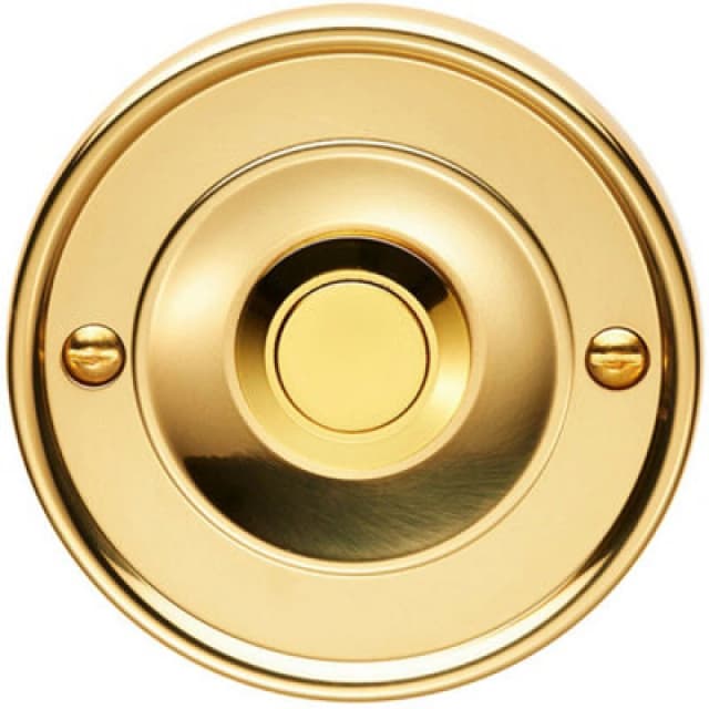 Loops Decorative Door Bell Cover Polished Brass 65 x 7mm Round Sleek Button Plate Metallics unisex