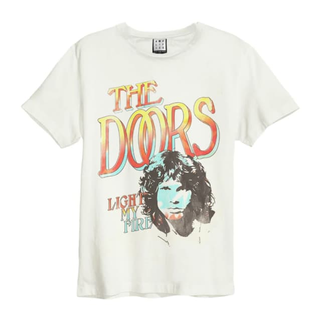 Amplified Amplified Men Light My Fire The Doors Vintage T-Shirt in White Size: 3X-Large White XXXL Male 5063806466543