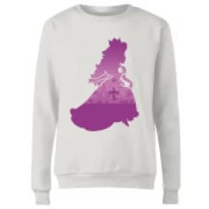 Nintendo Super Mario Peach Silhouette Womens Sweatshirt - White - L