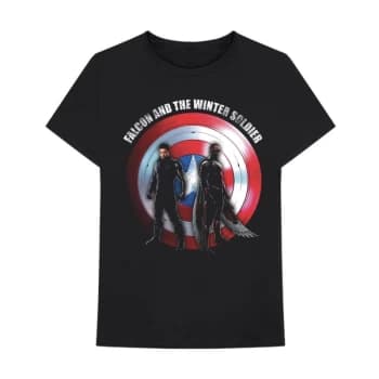 Marvel Comics - Falcon & Winter Soldier Shield Logo Unisex Large T-Shirt - Black
