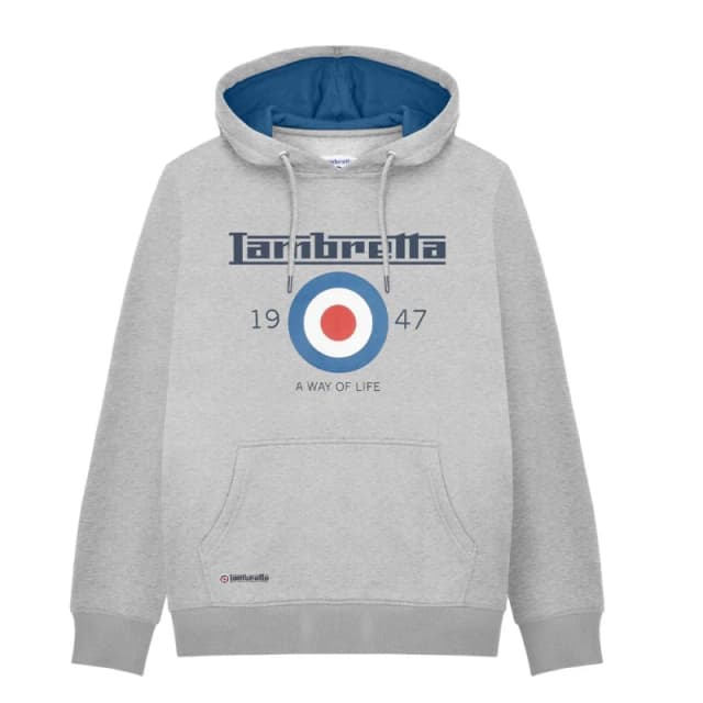Lambretta Lambretta Men AW24 Target Hoodie in Grey Size: Small Grey S Male 5063750119991