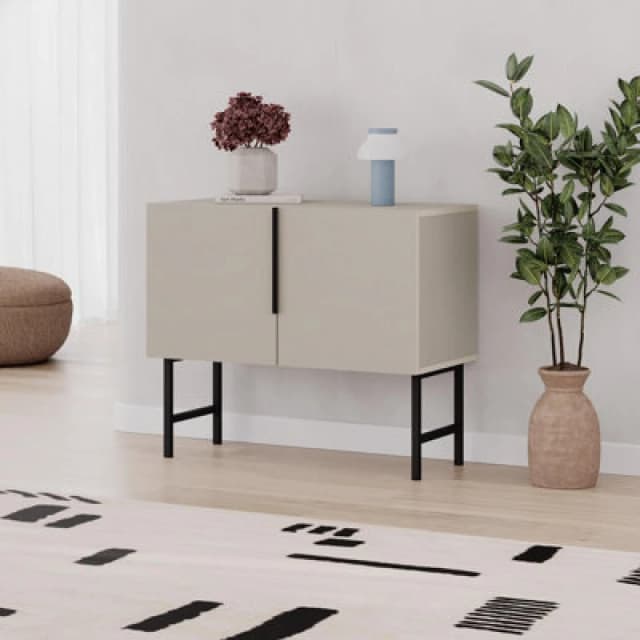 Decortie Tona Console Cabinet With 2 Soft-close Doors 88Cm Sandstone, Cream 8.68363E+12