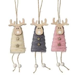 Wooden Hanging Reindeer (Set of 3)