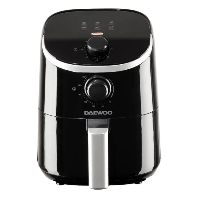 Daewoo Compact Air Fryer 2 Litre Mini Dial Control Energy Efficient Oil Free Black Black