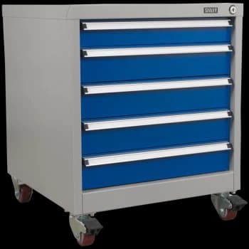Sealey Premier Industrial Mobile Cabinet 5 Drawer Blue / Grey