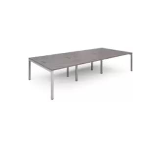 Connex triple back to back desks 3600mm x 1600mm - silver frame and grey oak top