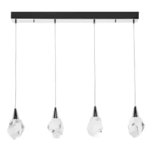 Ore Integrated LED Crystal 4 Light Bar Pendant Ceiling Light, Chrome, Clear