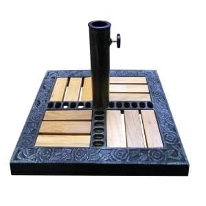 Charles Bentley 15KG Wooden and Cast Iron Square Parasol Base Stand