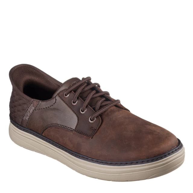 Skechers HYLAND Bungee Slip-Ins Cocoa Leather Brown