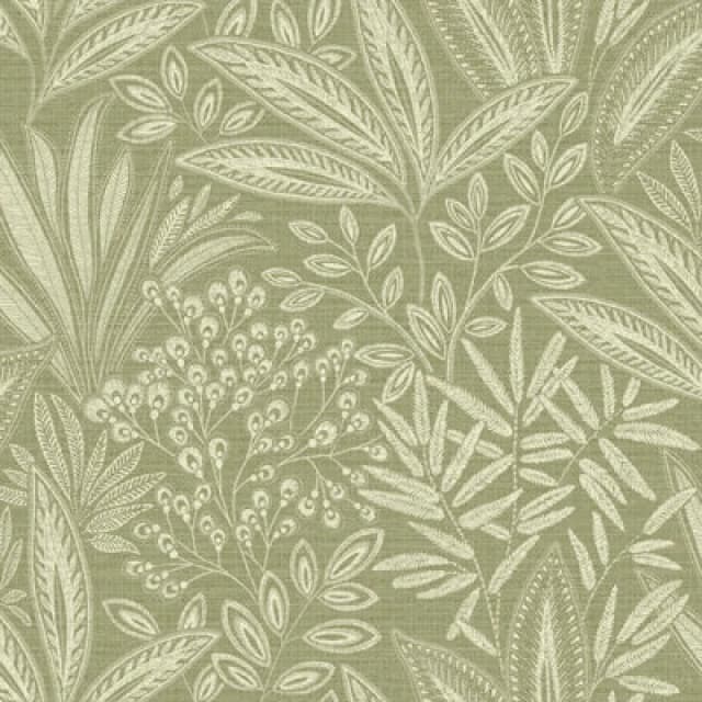 Sahara Leaf Wallpaper Sage Green Crown M1780