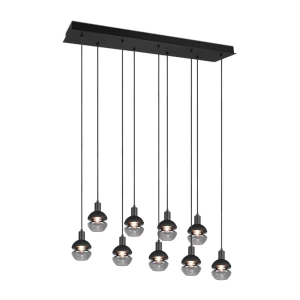Mela Modern 9 Light Bar Pendant Ceiling Light Black Matt