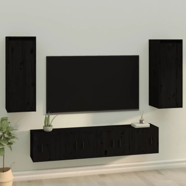 VIDAXL Vidaxl - Wall Cabinets 2 pcs Black 30x30x80cm Solid Wood Pine 8720286840962