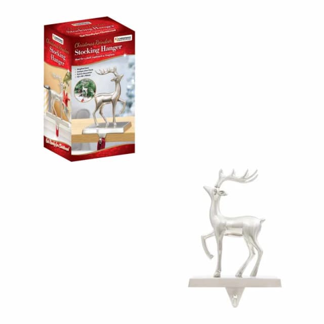 Christmas Workshop Reindeer Stocking Hanging Hook - Silver