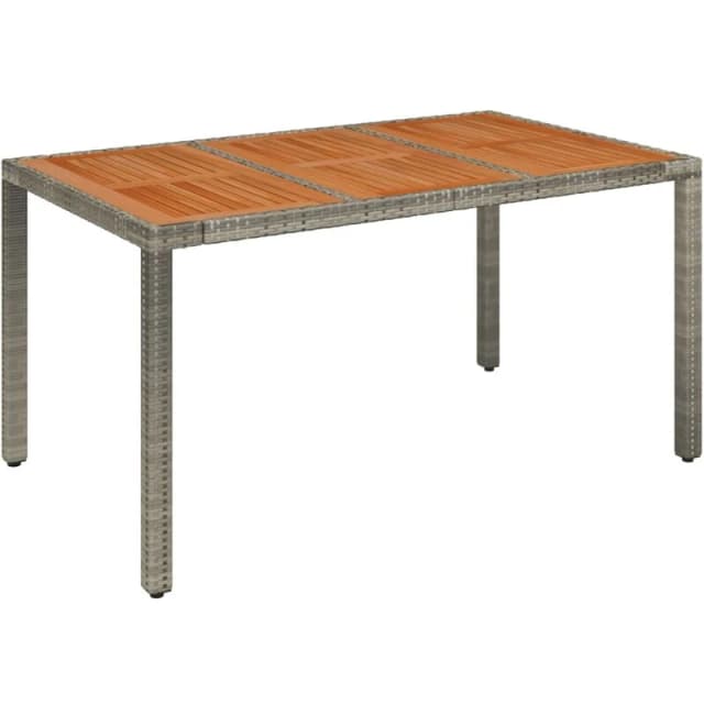 vidaXL Garden Table with Wooden Top Grey 150x90x75cm Poly Rattan, Grey 319902