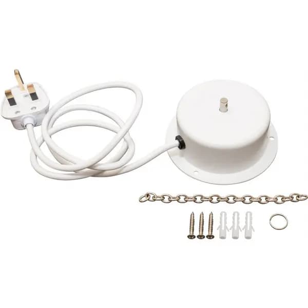 FXLAB 1 RPM White Mains Mirror Ball Motor With Smooth Ultra Quite Rotation, Fitted UK Plug, Fixing and Hanging Kit for Balls Up to 3 kg ELV-320281