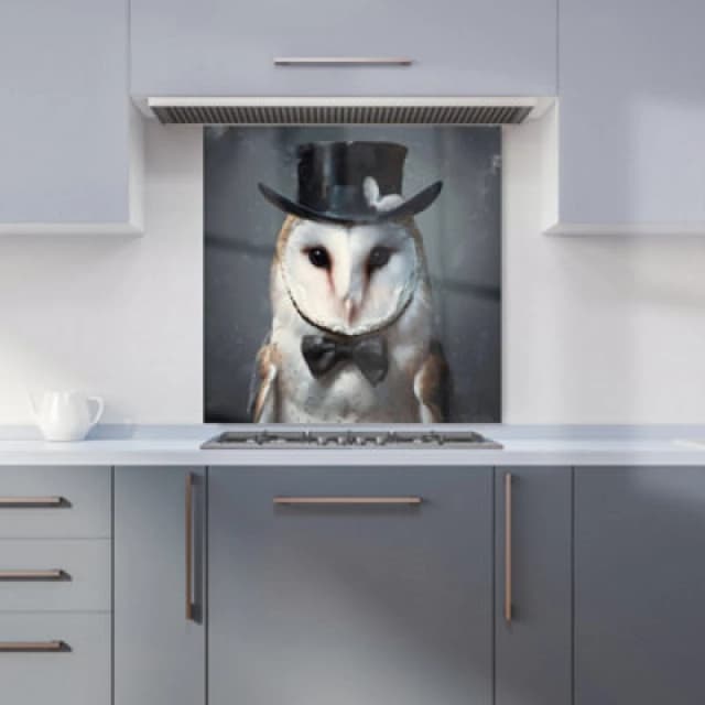 Warren Reed - Designer Owl In A Top Hat Kitchen Splashback W600Mm X H600Mm, Multi WR00901-P450