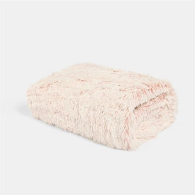 OHS OHS Marl Fluffy Fleece Throw Super Soft Decorative Blanket in Baby Pink Size: 125cm x 150cm Baby Pink 125cm x 150cm Unisex 5027434227938