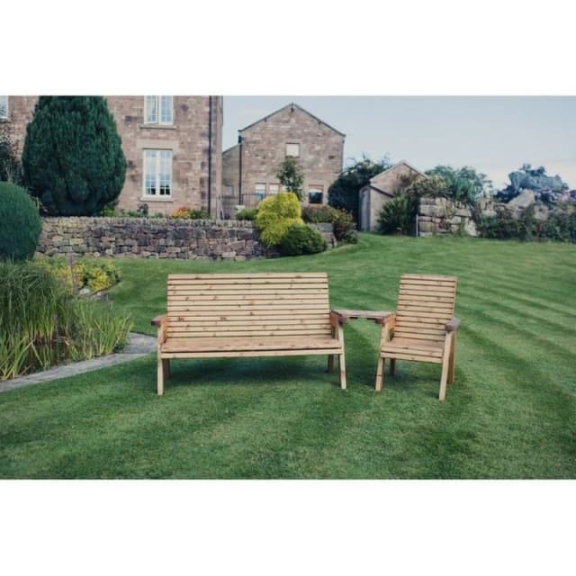 Churnet Valley Garden Furniture Ltd Valley 1XC 1X3B Angled Tray Set - Fully Assembled - Set of Cushion Inc in Brown Brown Unisex