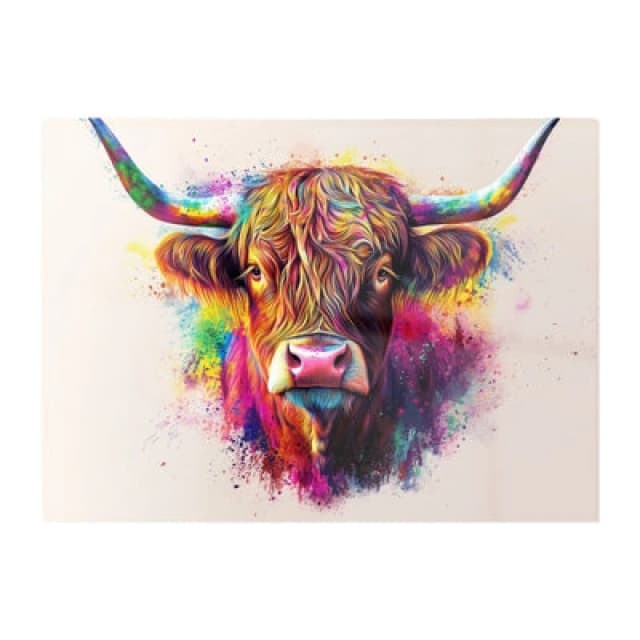 Warren Reed Designer Super Splashart Highland Cow Chopping Board