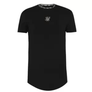 SikSilk Tape Collar T Shirt - Black
