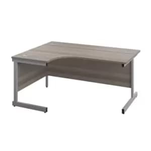 Tc 1800X1200 Single Upright Left Hand Radial Desk Grey Oak-Silver + Desk High Pe