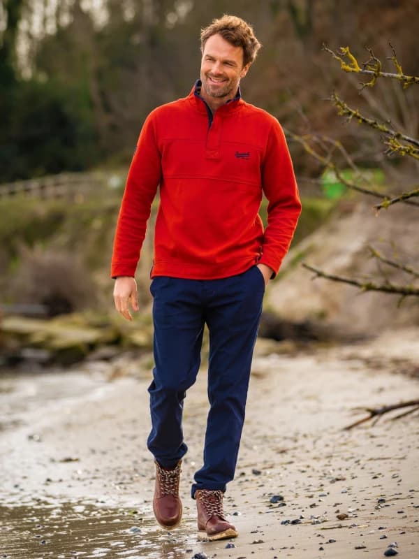 Brakeburn Brakeburn Men Worbarrow Quarter Zip Sweatshirt in Red Size: 2X-large Red XXL Male 5052414968334