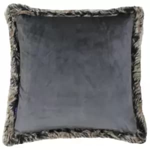 Kiruna Faux Fur Trim Cushion Smoke, Smoke / 45 x 45cm / Cover Only