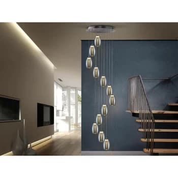 Schuller Nebula - LED 12 Light Dimmable Spiral Crystal Drop Ceiling Pendant Chrome Remote Control