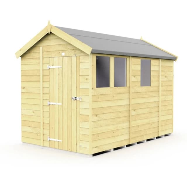 Buttercup Farm 6 x 9 Feet Apex Shed - Single Door W/ Windows - L272 x W175 x H217cm in Brown Brown Unisex