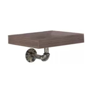 Loft Home Studio Dark Oak & Brass Small Wall Shelf Kit With Pipe Design Brackets