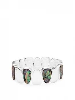 Mood Silver Green Abalone Inlay Stretch Bracelet