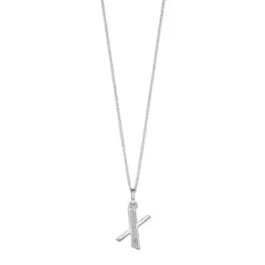 Sterling Silver Art Deco Initial 'X' Pendant with Cubic Zirconia Stone Detail