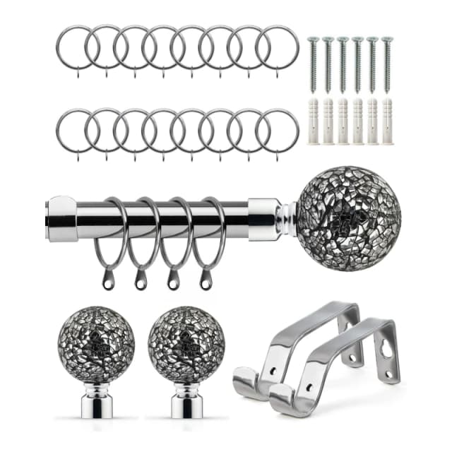 Emma Barclay Cut Glass - Extendable Curtain Pole with rings Curtain Poles 160-300cm Silver 41673611000