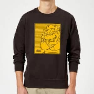 Nintendo Super Mario Bowser Retro Line Art Sweatshirt - Black - 5XL