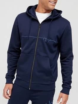 Hugo Boss Dampari Script Logo Zip Through Hoodie Navy Size 2XL Men
