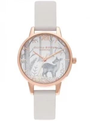 Olivia Burton Snow Globe Rose Gold and Blush Strap Watch OB16SG11