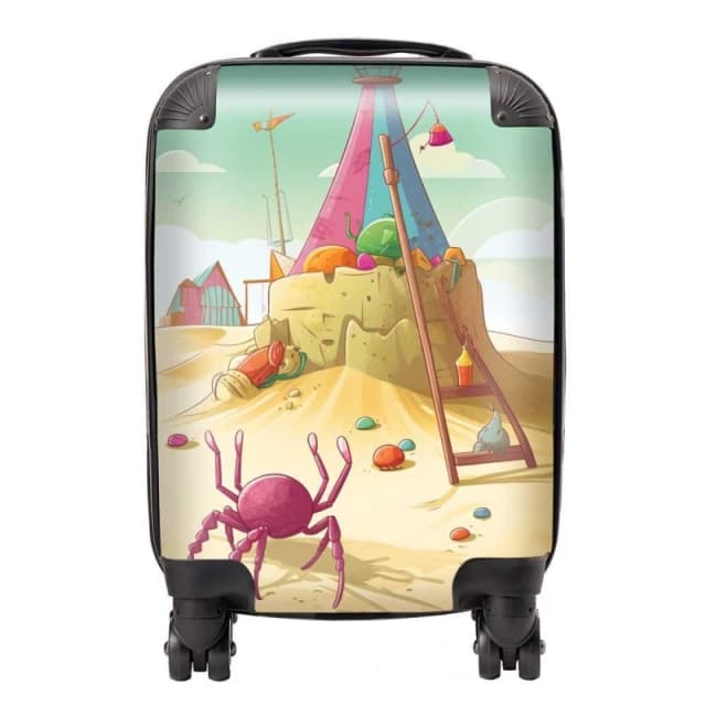 Warren Reed - Designer Crab On A Beach Holiday Suitcase in Yellow Size: Large Yellow Unisex Large