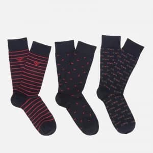 Emporio Armani 3 Pack Gift Socks Navy/Red
