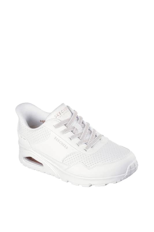 Skechers Womens UNO BANKSIA LUXE Slip-In Sneaker White Size: 4 White Female 4