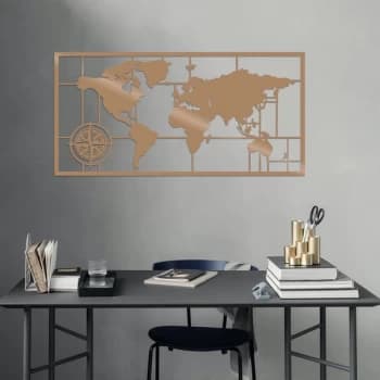 World Map Metal Decor 7 - Copper Copper Decorative Metal Wall Accessory