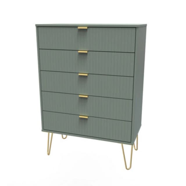 Welcome Furniture Ready Assembled Linear 5 Drawer Chest In Reed Green LIF012RGRG
