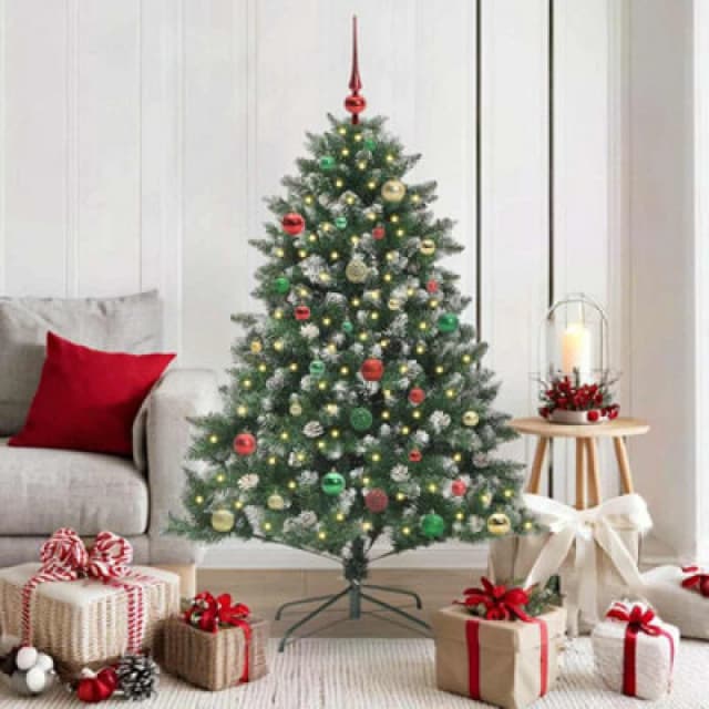 vidaXL Artificial Christmas Tree with Stand, Multicolour Balls Green 105 x 105 x 150 cm, Green 3395229