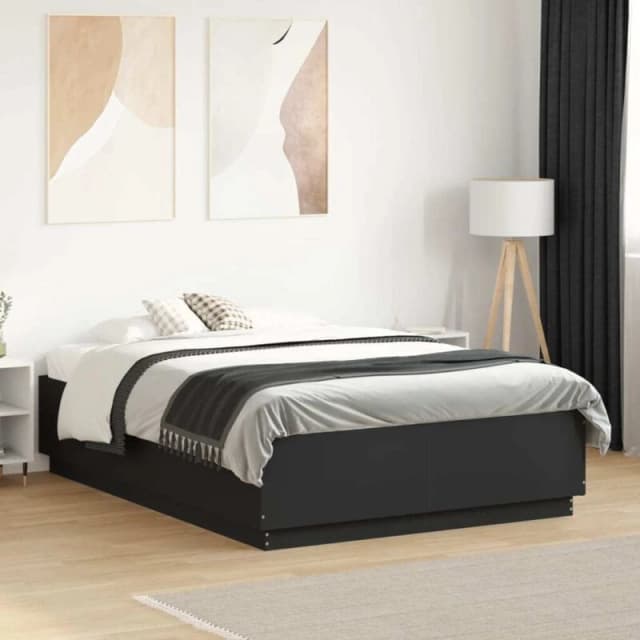 VIDAXL Bed Frame with LED without Mattress Black 120x190cm Small Double Vidaxl 8721012273894